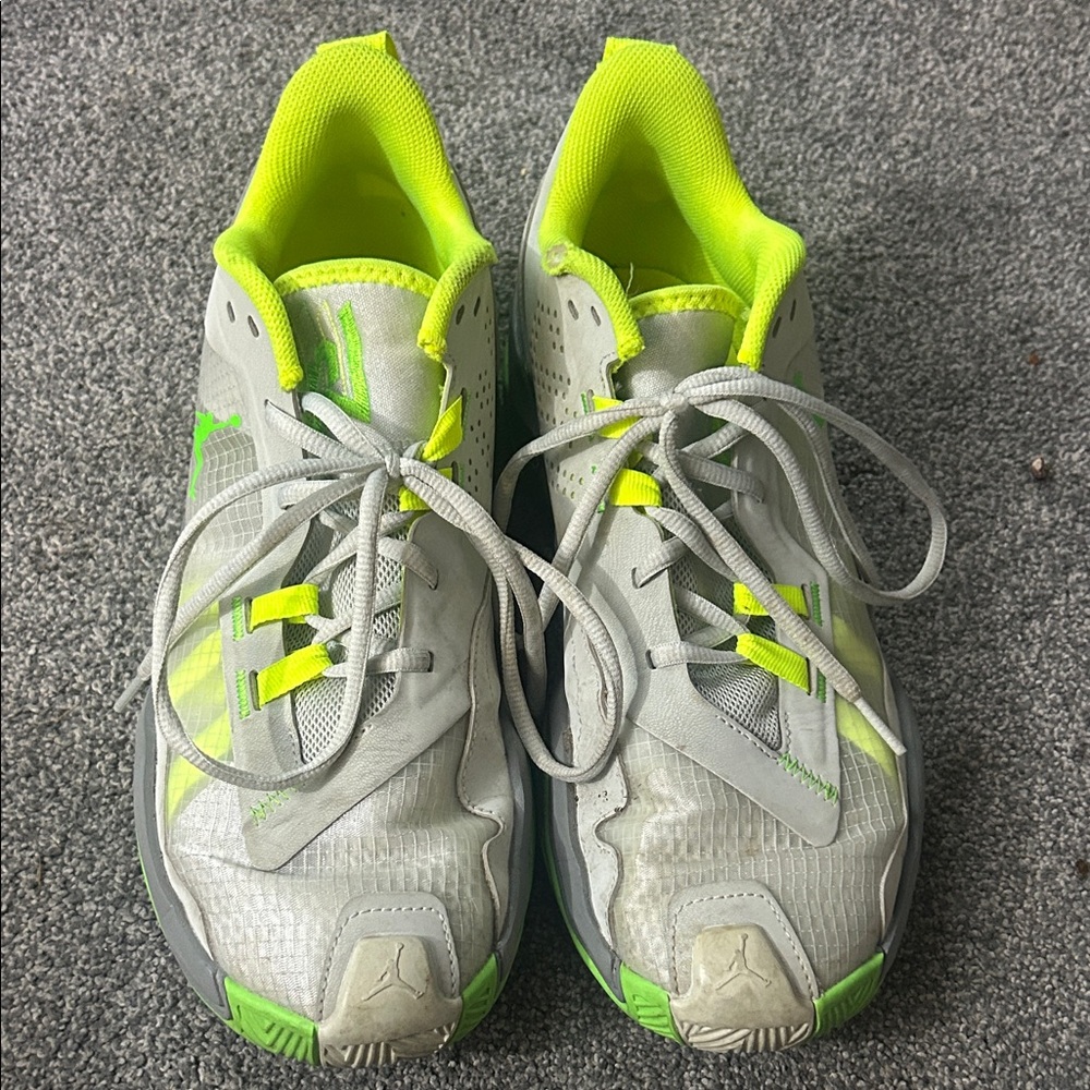 Gray and Neon Green Jordan Sneakers